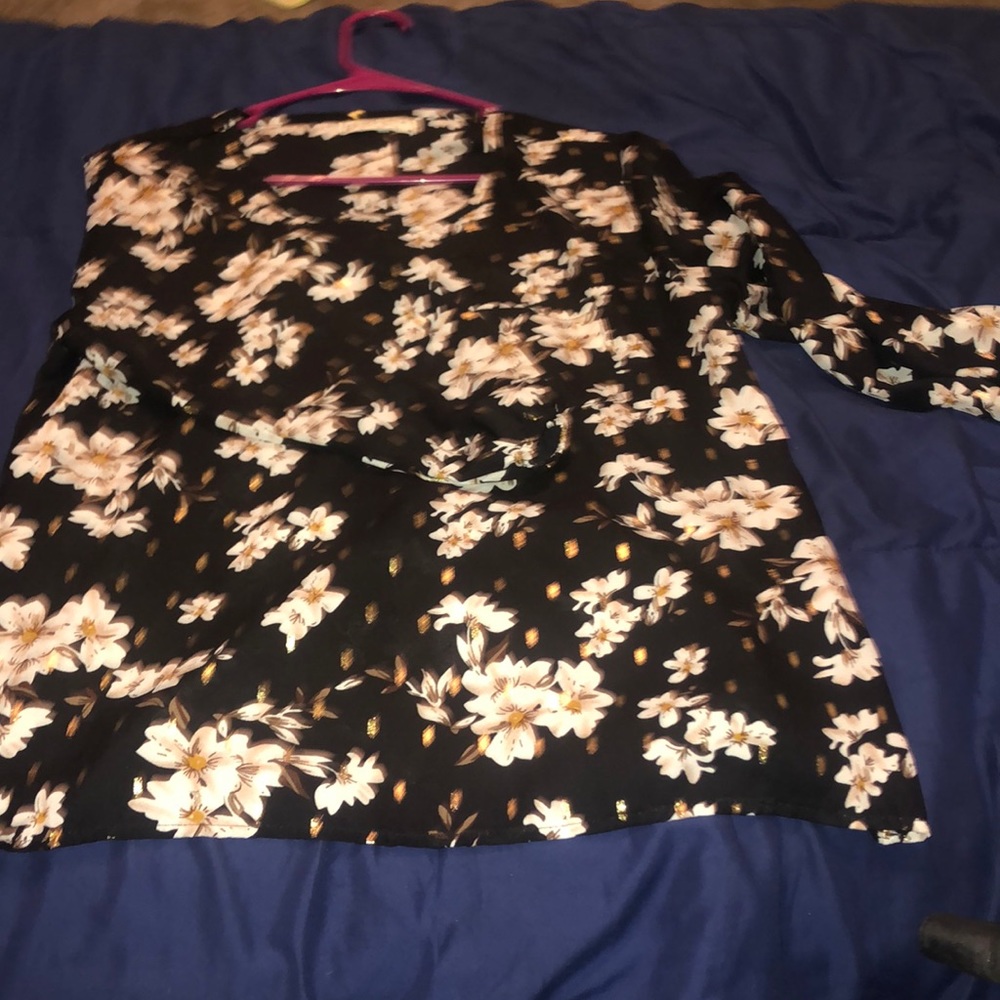 black floral dress shirt